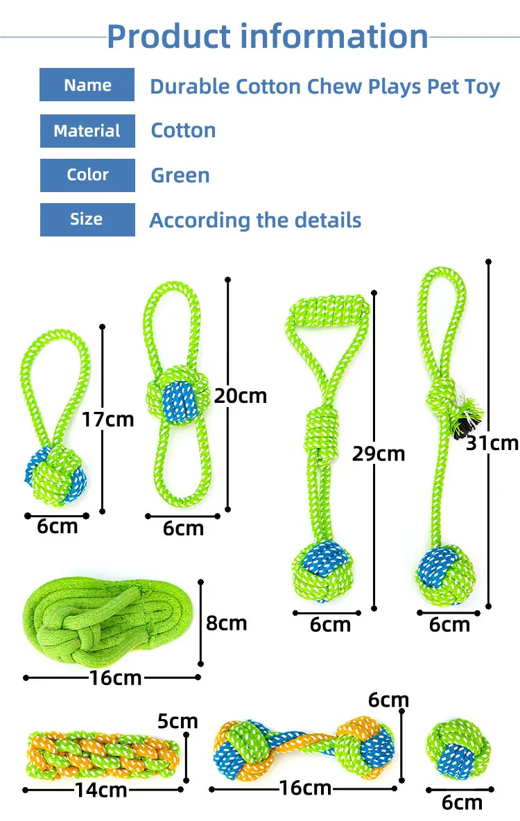 Durable Natural Hemp Rope Interactive Pet Dog Toy Cotton Rope Hemp Dog Toy Set