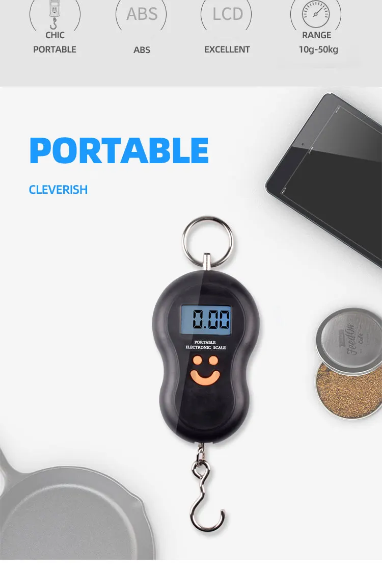 Without Battery VGEBY1 Portable 50kg/10g LCD Digital Hanging Weight Electronic Luggage Hook Scale 
