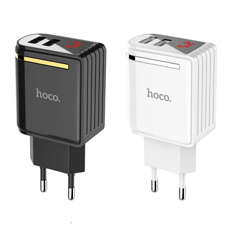 HOCO C39A Incantevole 2.4A 12W di uscita doppia porta USB del caricatore della parete con display digitale A LED spina di UE - ANKUX Tech Co., Ltd