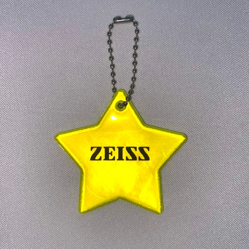 Oem Custom Safety Reflector Fluorescent Yellow Star Pvc Promotional Gift Keychain High