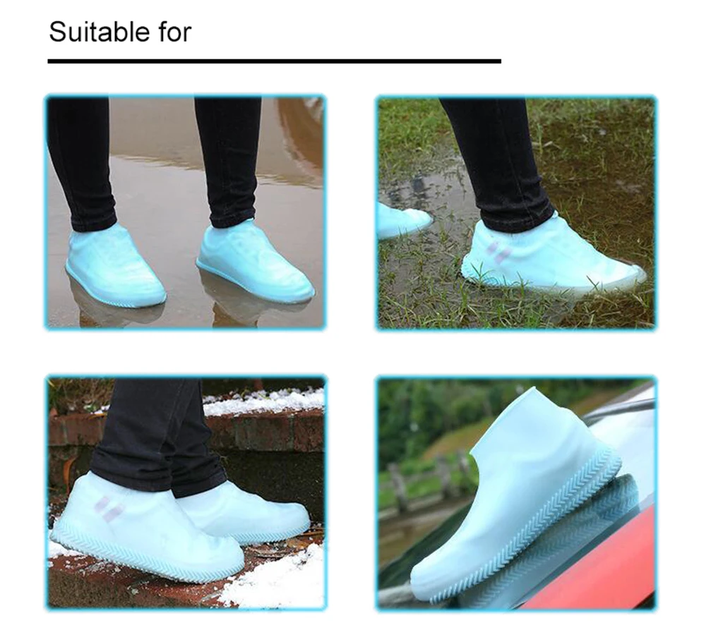 SILICONE OVERSHOES RAIN WATERPROOF SHOE COVERS BOOT COVER Y5M9 PROTECTOR C1D1 
