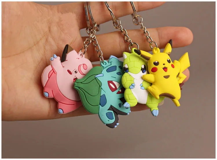 3d Figure Pokemon Go Keychain Cute Cartoon Pvc Pocket Monsters Pikachu
