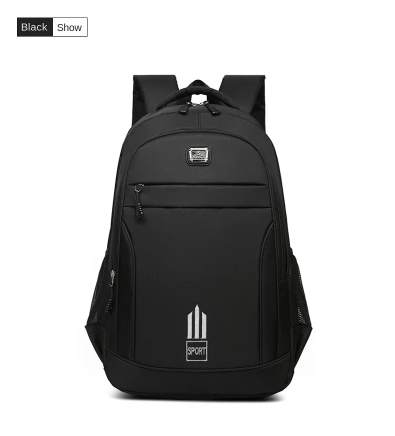 Men's Nylon Oxford Cloth Backpack Large Capacity Casual Travel Bag Polyester Lining Waterproof for Students Simple Everyday Use