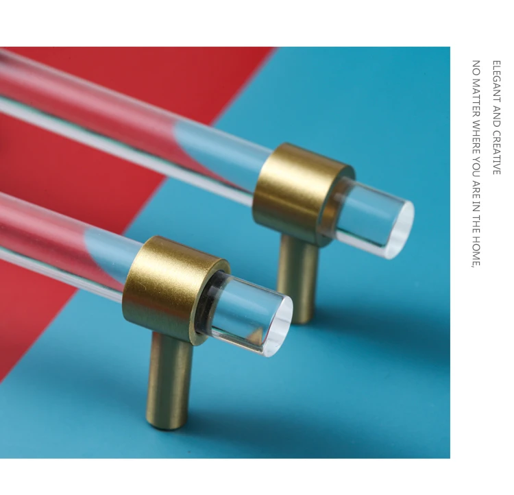 Adjustable Holes Space Acrylic Drawer Pull Handles Knobs Clear Silver