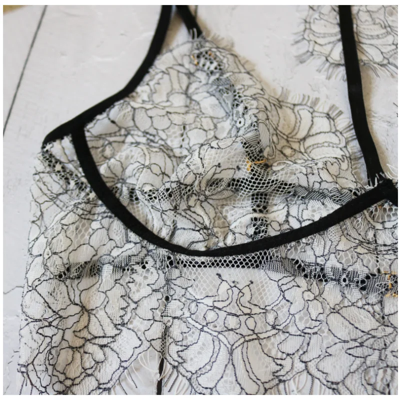 热比基尼女性文胸裸体透明性感蕾丝流苏侧面开叉内衣