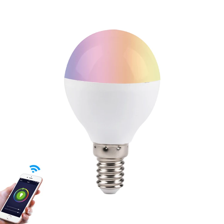 Tuya type E14 4.5w RGB+CCT google home alexa smart colour changing led light bulb