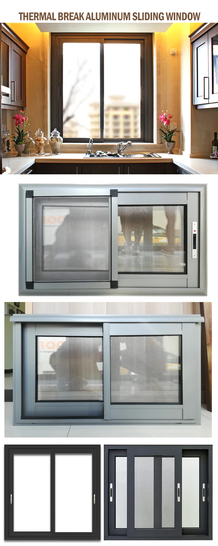 Factory  Cheap Price aluminum sliding window with double pane glass