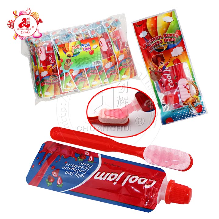 Strawberry Flavor Pressed Candy Toothbrush & Jelly Jam Toothpaste Candy