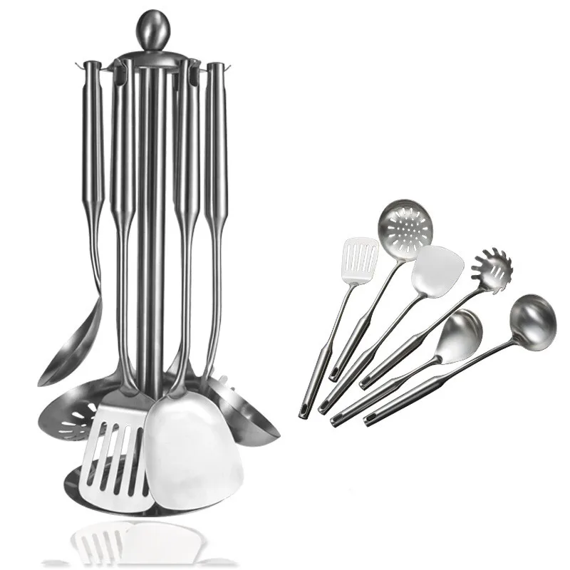 
New Style Durable Customized Logo Kitchen Utensil Set Stainless Steel With Holder 