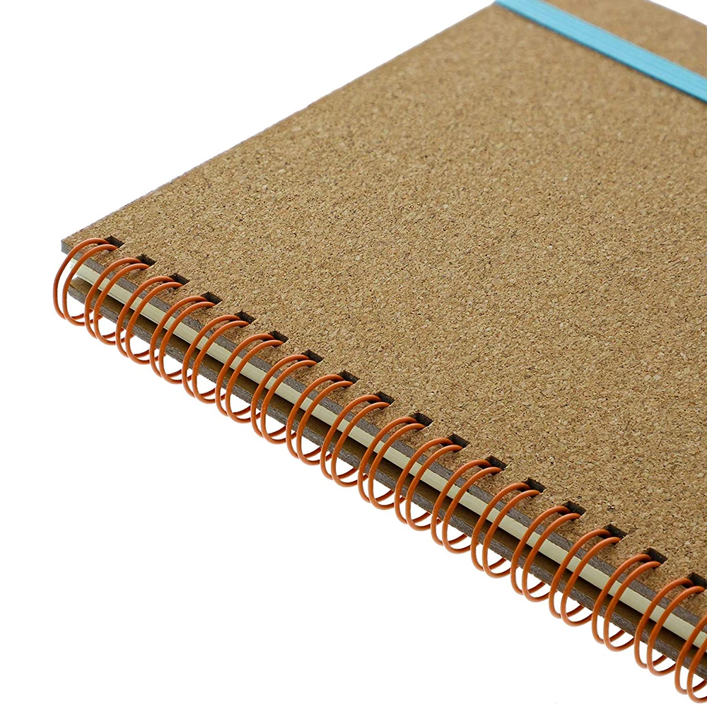 日记本素描本流行设计牛皮纸软木封面螺旋笔记本弹性