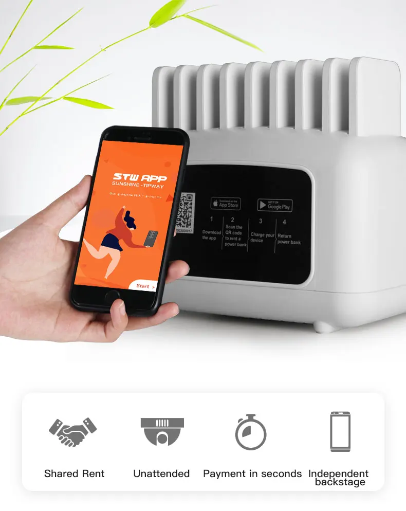 multiple mobile phone rental power bank charging station with 9pcs battery rental for coffee shop restaurant library - ANKUX.COM