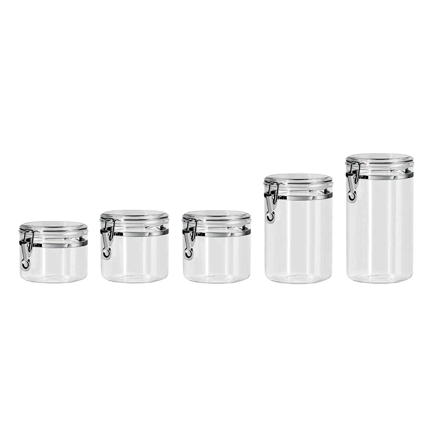 Food Grade 5 Piece Acrylic Canister Set Food Jars Clear Airtight