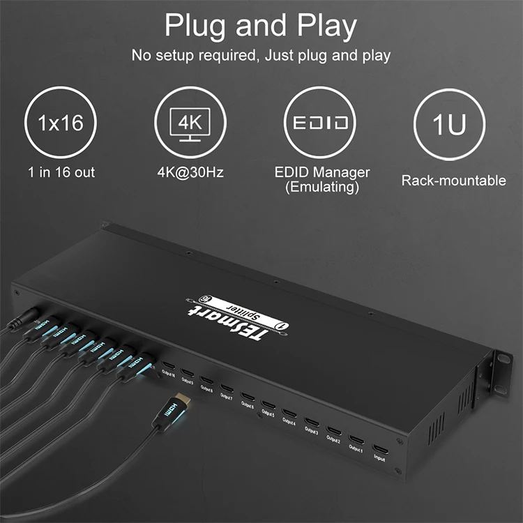 Other Home Audio Tesmart Way Splitter Hdmi K Over Cat Port Hdmi Splitter In