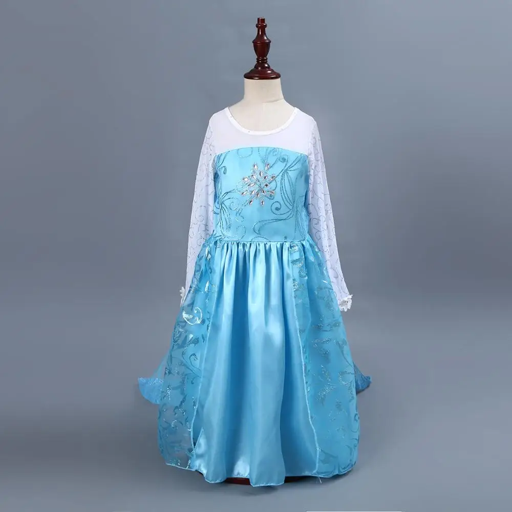 Cuento de hadas de la princesa de nieve reina Elsa flores vestido adulto vestido azul del traje de Cosplay