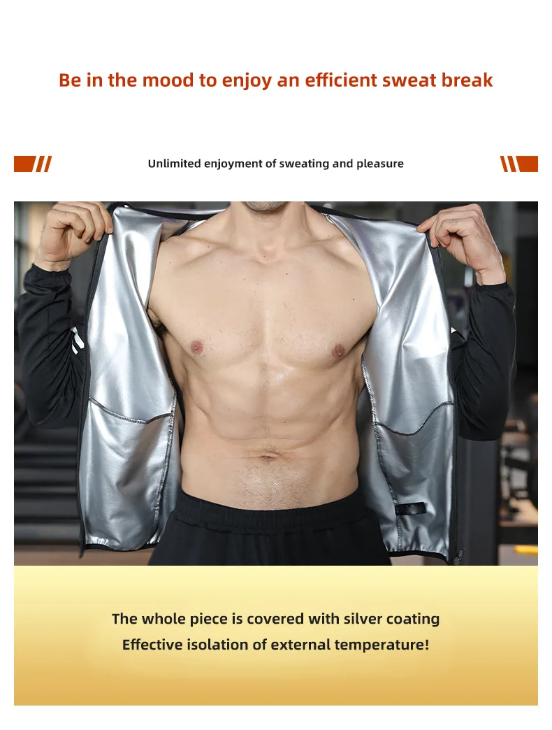 Sauna Sweat Suit Weight Loss Running Fitness Top Jacket Zipper Sauna Suit With Reflective Stripe