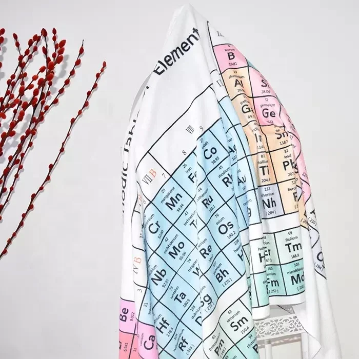 Science Periodic Table Pattern Print Hooded Blanket