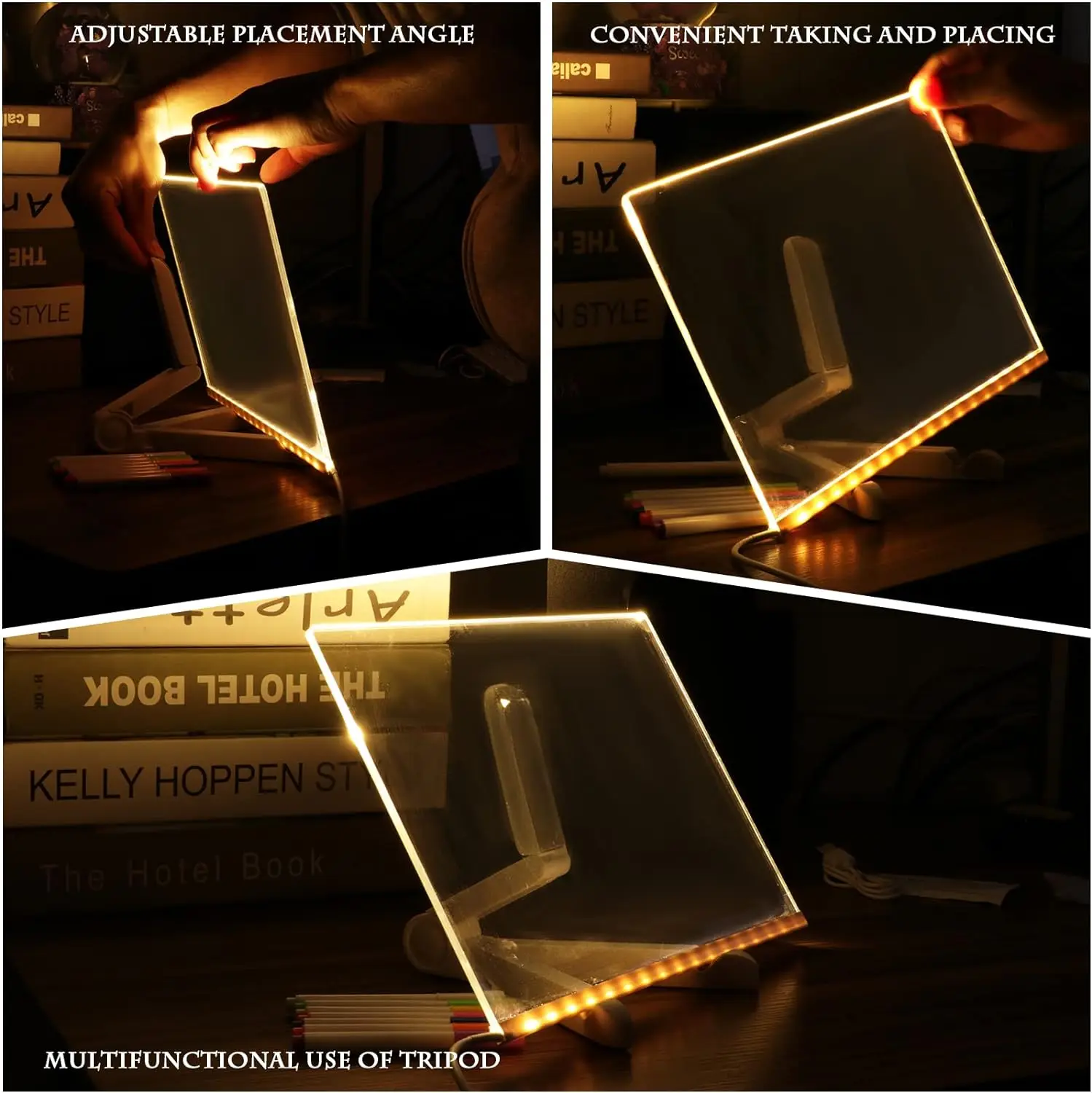 Acrylic Dry Erase Board With Light,Light Up Dry Erase Board With Stand