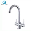 Affordable prices dual handles chrome plated water filter faucet tap, 3 way brass kitchen sink taps and mixers