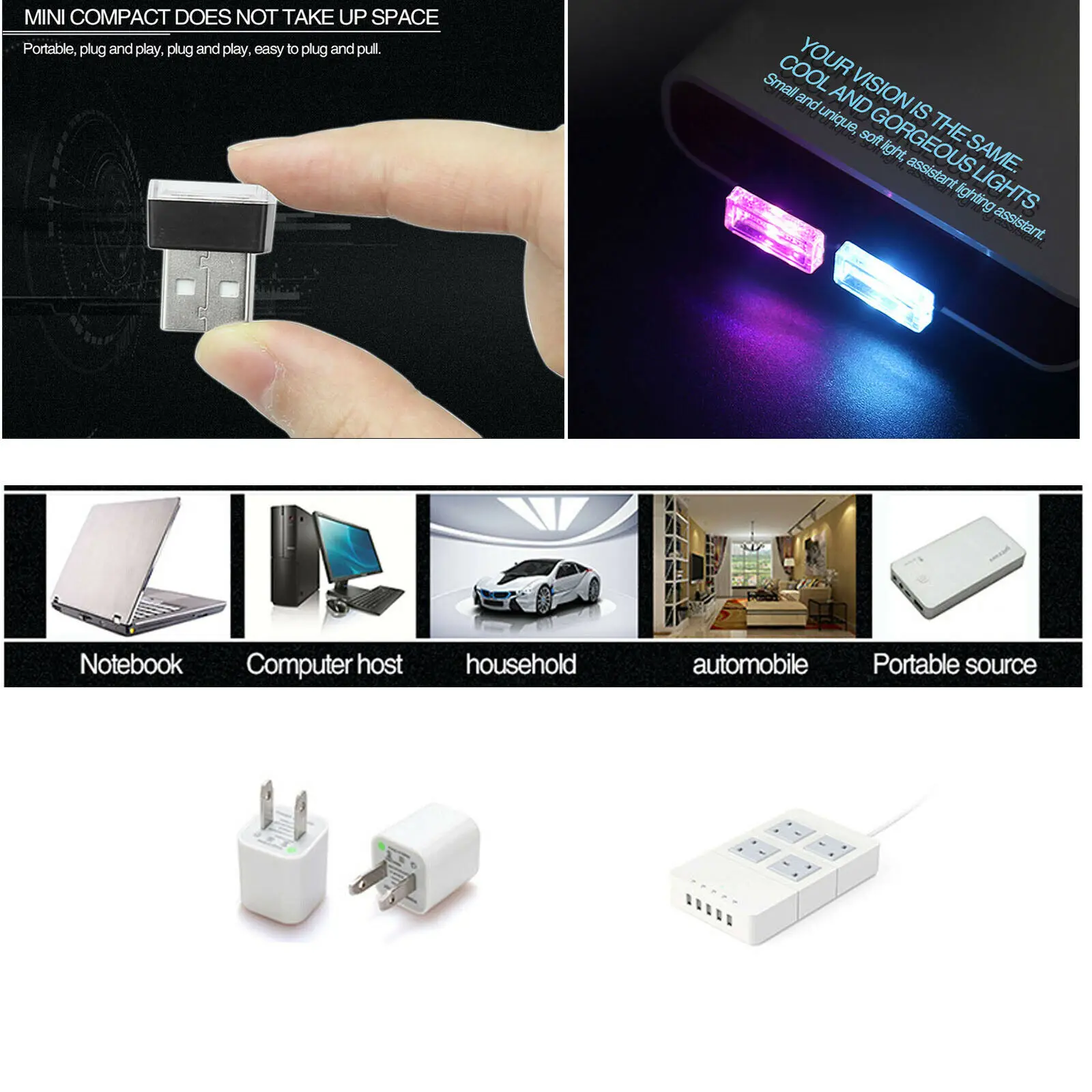 Universal Led Ambient Light Usb Car Atmosphere Light Mini Auto Interior