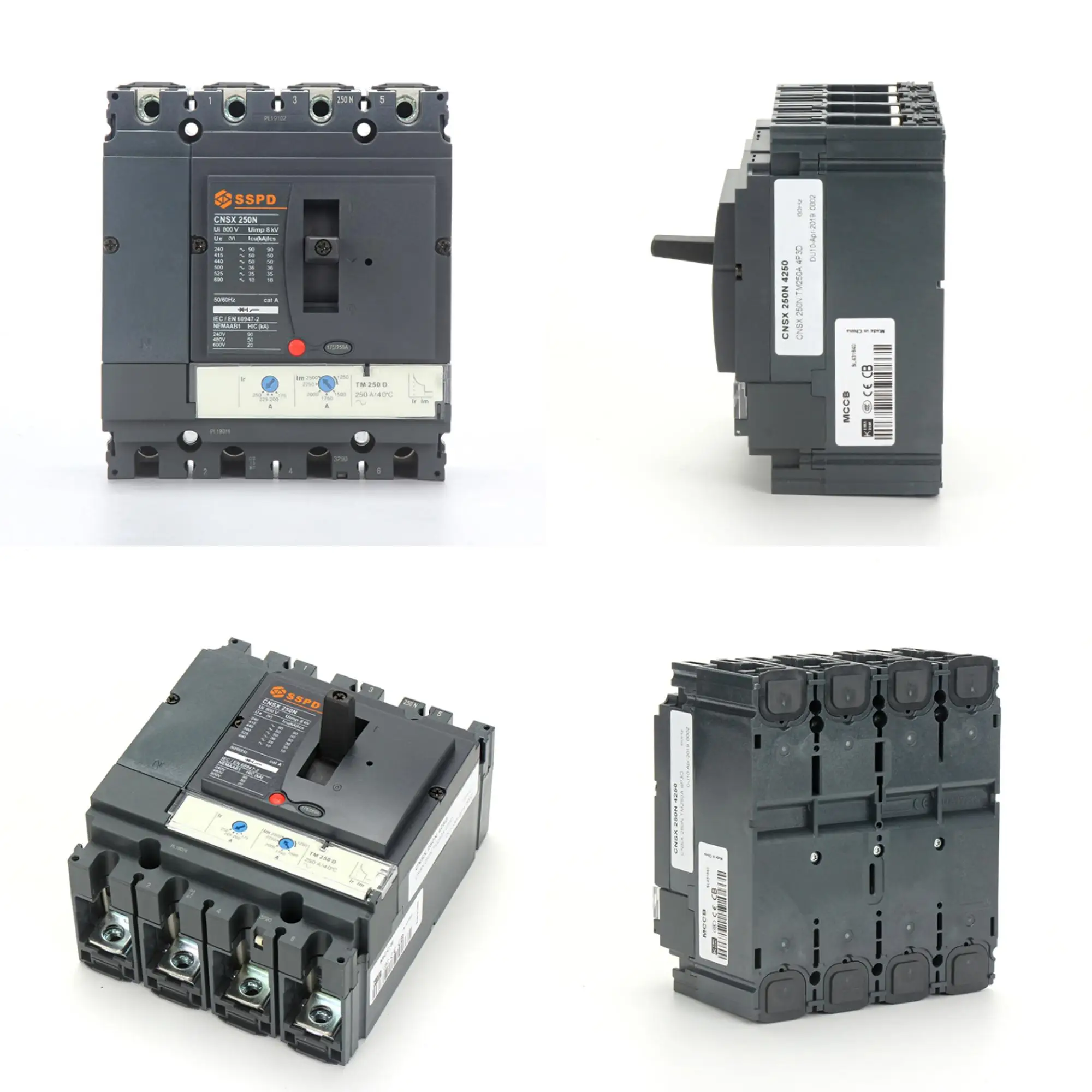 Sspd Manufacturer Ns250 4 P Circuit Breaker Mccb With Shunt Trip Coil