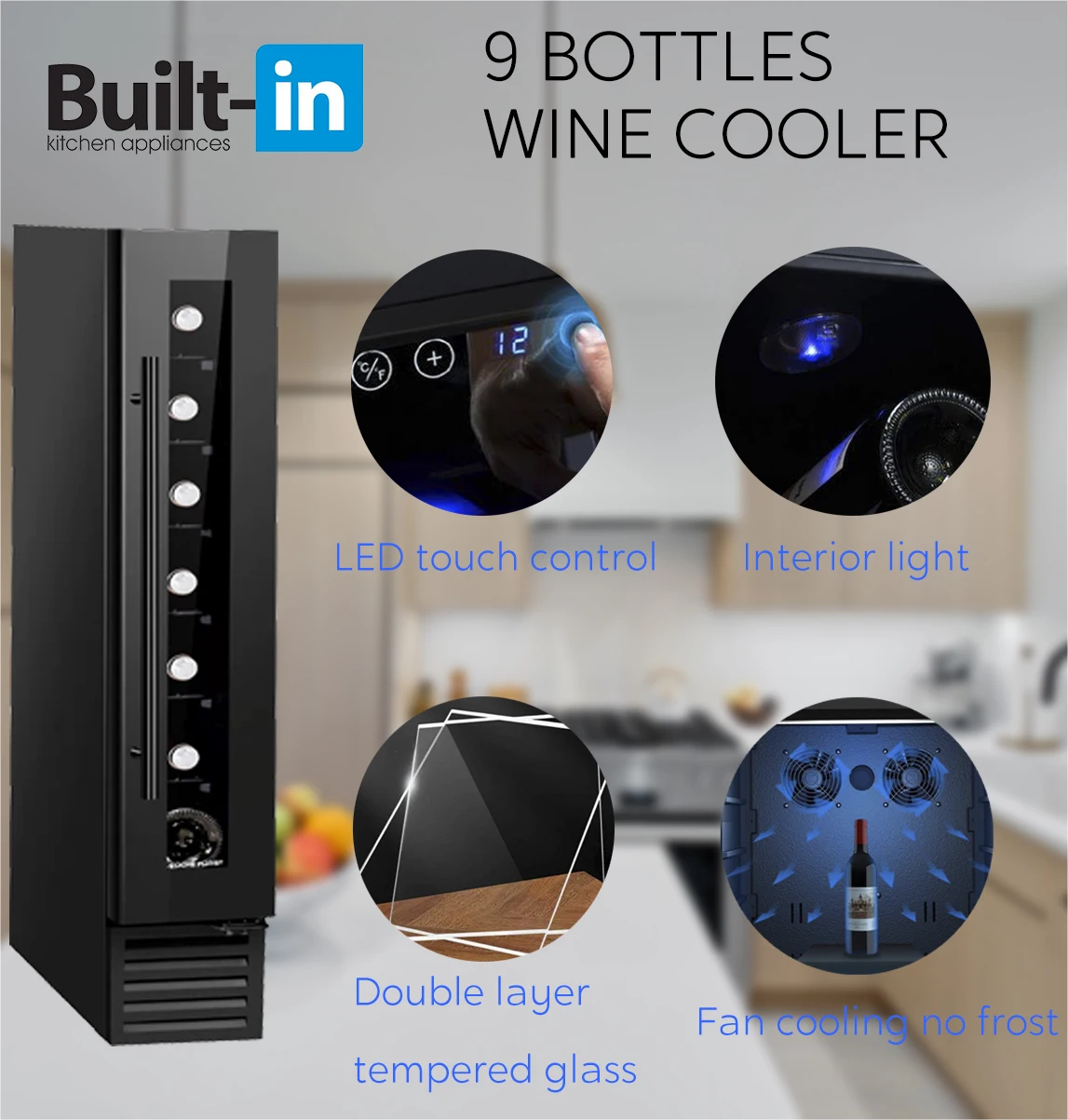 Bottles Wine Cooler, 23L, 9 bottles, Electric - detail 10