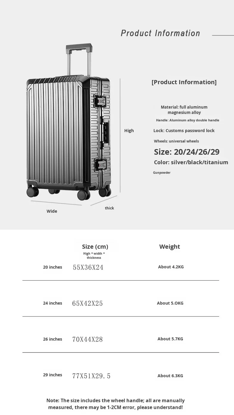 20-28 Inch Full Aluminum Suitcase Luxury Classic Business Travel Carry-On Suitcase Durable Zipperless Metal Luggage TSA Lock factory