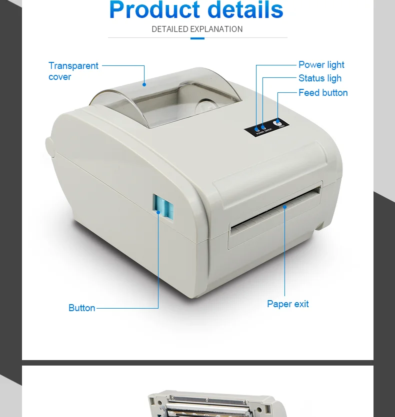 Thermal Label Sticker Printer Shipping Label Printer Waybill Printer For Coffee Shop Zj9210 Pos