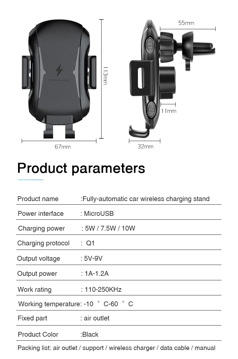 Original Quality Wireless Car Charger Holder Fast Charging Phone Holder Mount In Car  Wireless Car Charger Phone Holder
