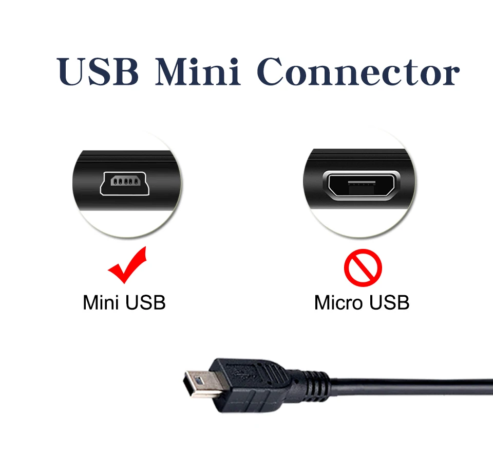 Mini USB 5pin gps mp3 Caméra G64 3,5 m Voiture Auto Chargeur Câble adaptateur avec USB 
