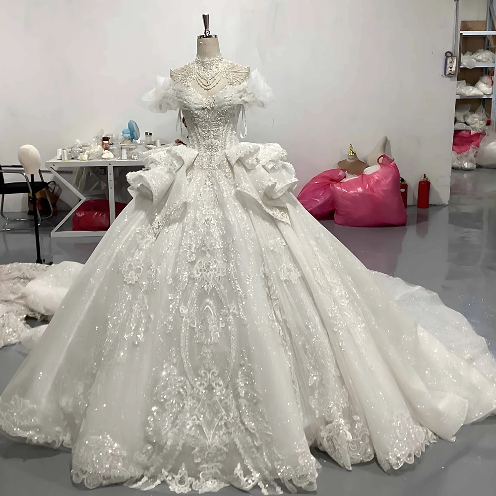 ivory princess wedding dress Ball Gown For Quinceanera Beautiful Sequin Crystal Embellished With Lace Appliques Ruffles-lsmx112 dress-style:Fitted