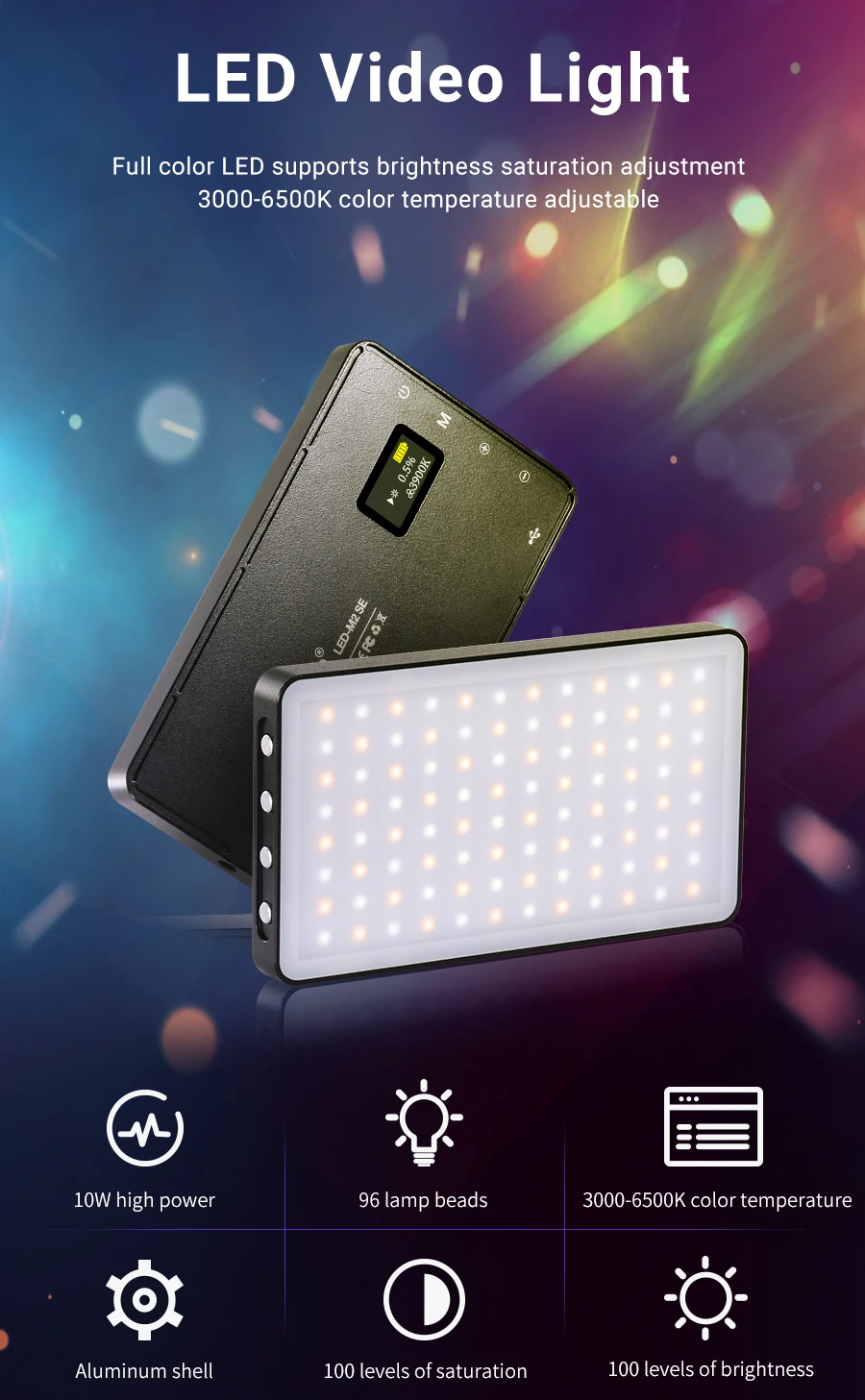 Mini portable professional studio photographic lighting bi-color rechargeable camera led video light