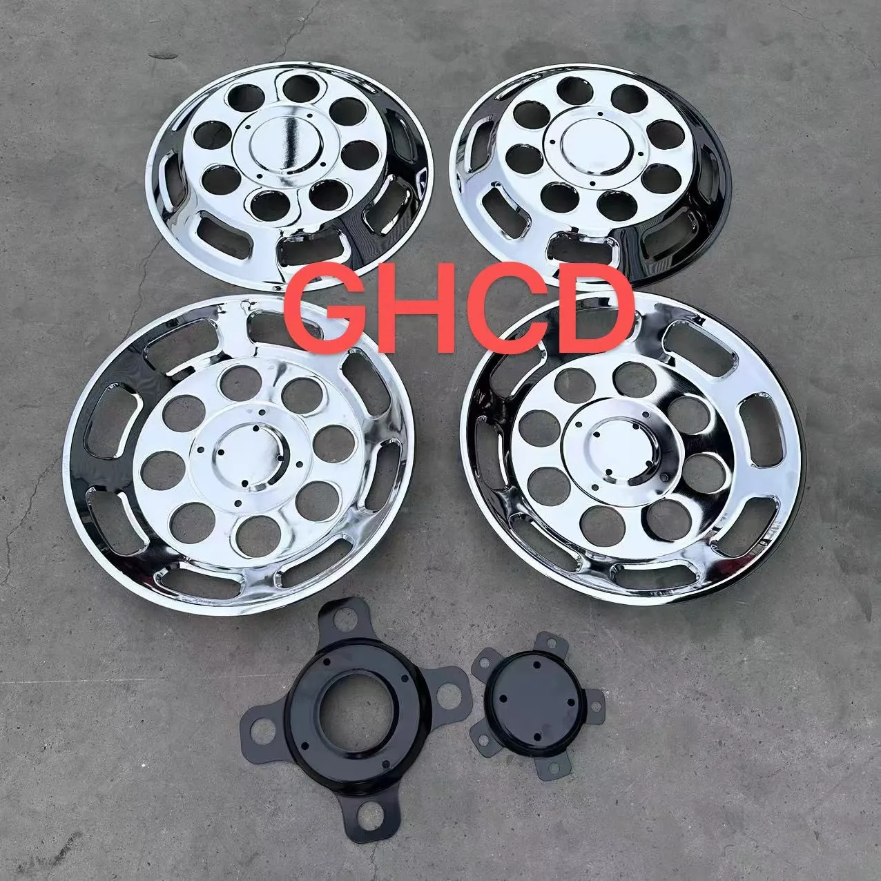 GHCD High Quality 22.5-inch 8 Holes  Universal  Chrome-plated Wheel Cover for Japanese Truck (NISSA/HIN/ISUZ/MITSUBISH) details