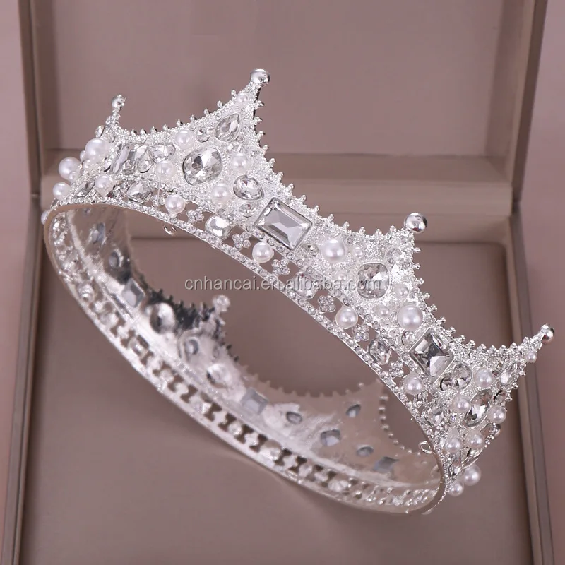 Baroque Bridal Crown Wedding Party Prom Vintage Full Crystal Big King Queen Tiara and Crown 