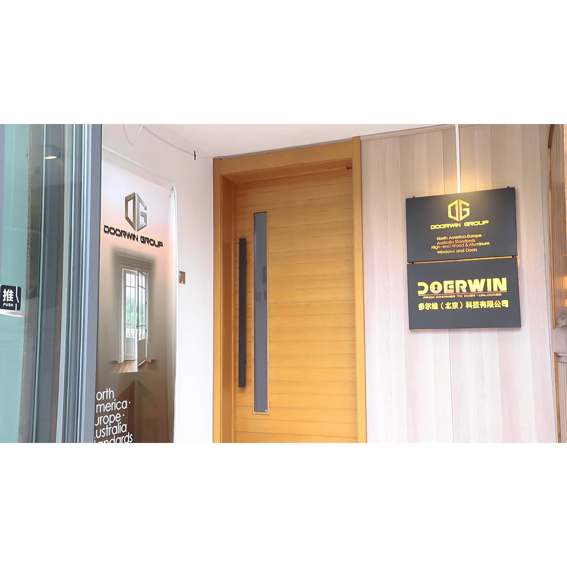 Doorwin 10 Years Warranty Traditional Oak Pine Cherry Solid Wood Entry Swings Both Ways Doors