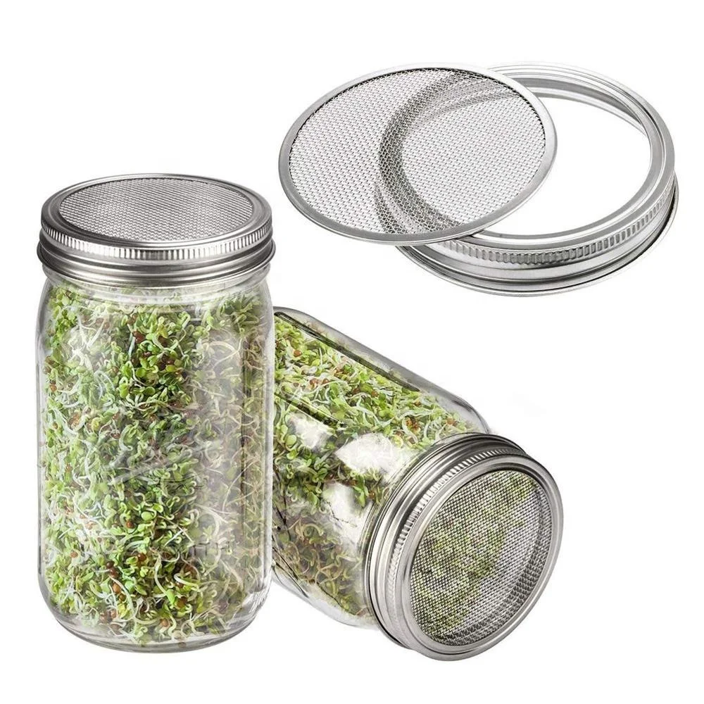 Custom Sales Package 2 Pack Sprouting Kit 500ml Glass Mason Jar With Ss