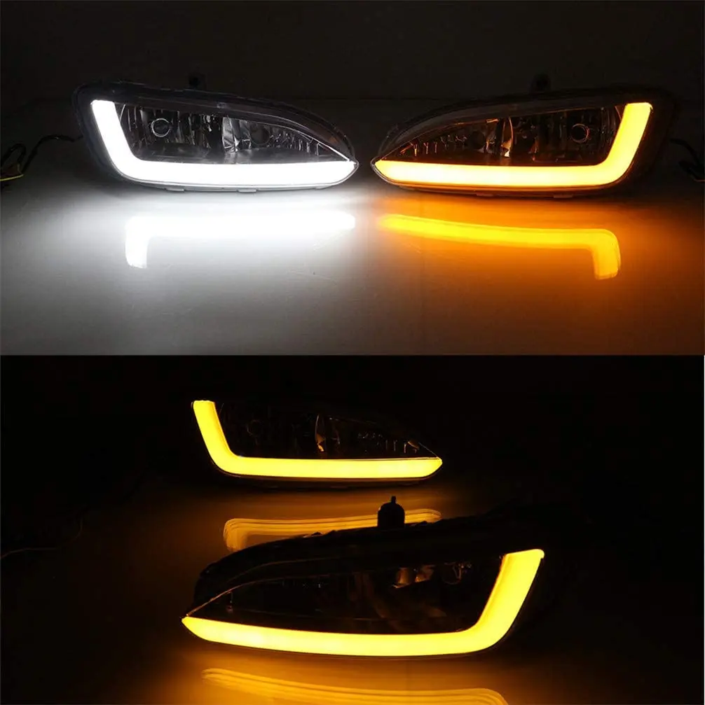 Led Drl Light Dual Color For Hyundai Santa Fe 2013 2014 2015 Fog Lamp
