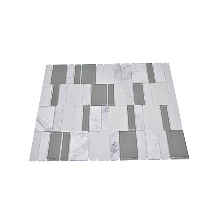 Moonight Hot Sale 4mm Carrara White Honed Glass Marble Mosaic for Wall and Backsplash