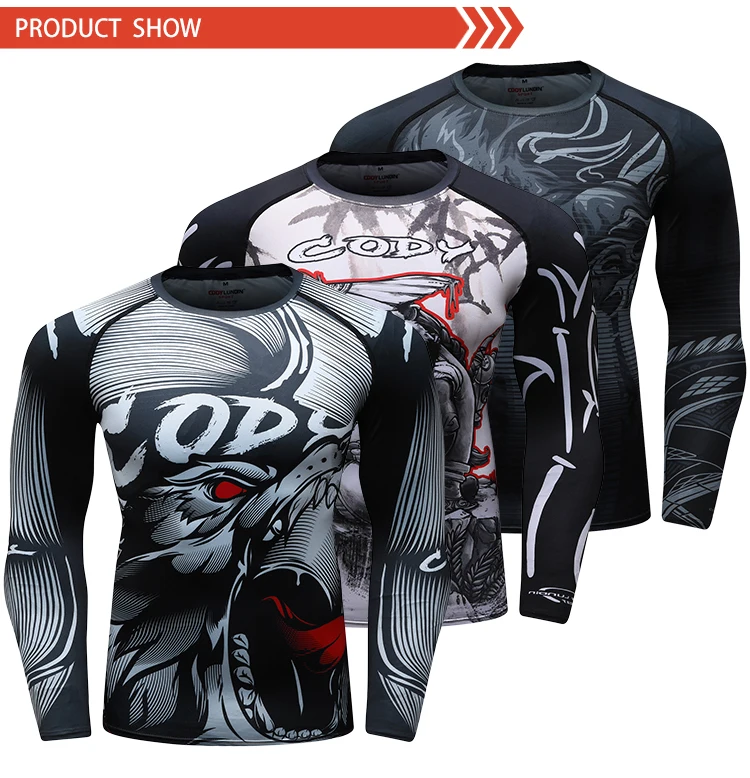 Mens long sleeve tshirts custom rashguards jiu jitsu mma bjj rash guard