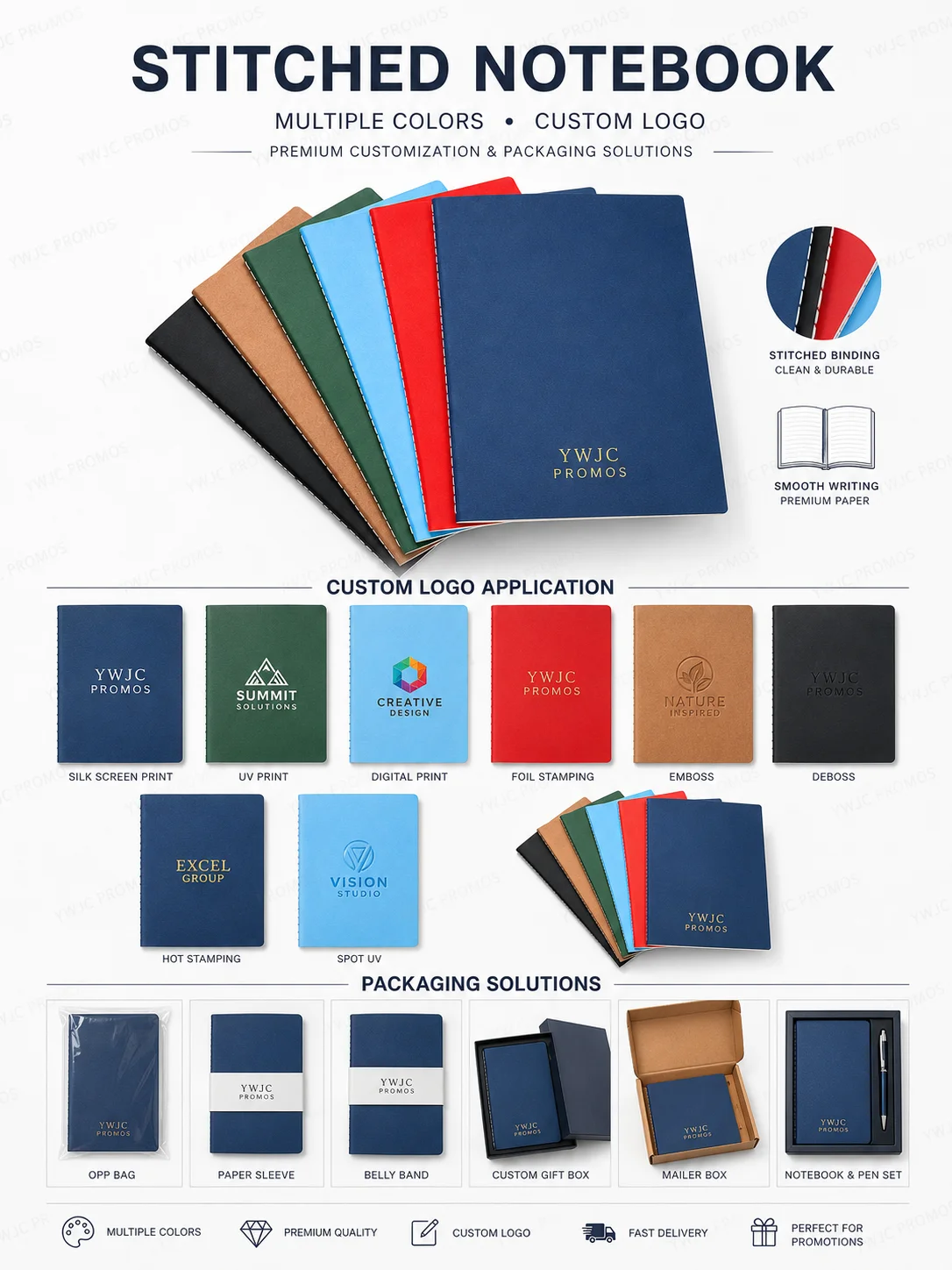 Custom Logo Vintage Kraft Paper Notebook A5 B5 Thread-Stitched Softcover Journal for School Promo