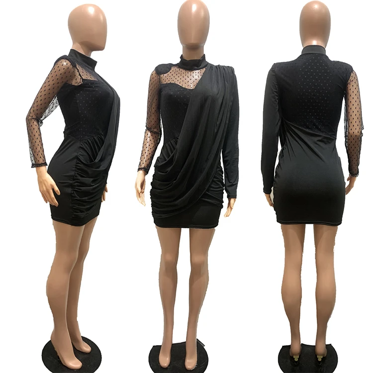 Hot Selling Womens Winter Clothing 2021 Fashion Sexy Dresses Women Casual Mesh Lady Elegant Dresses For Autumn