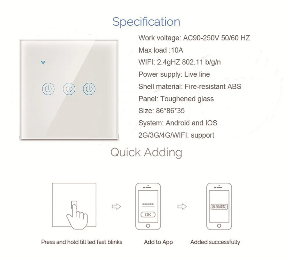 ZigBee Smart Touch Switch and Wifi Smart Touch Switch, support ALEXA and Google, Tuya APP control / Button control - ANKUX.COM