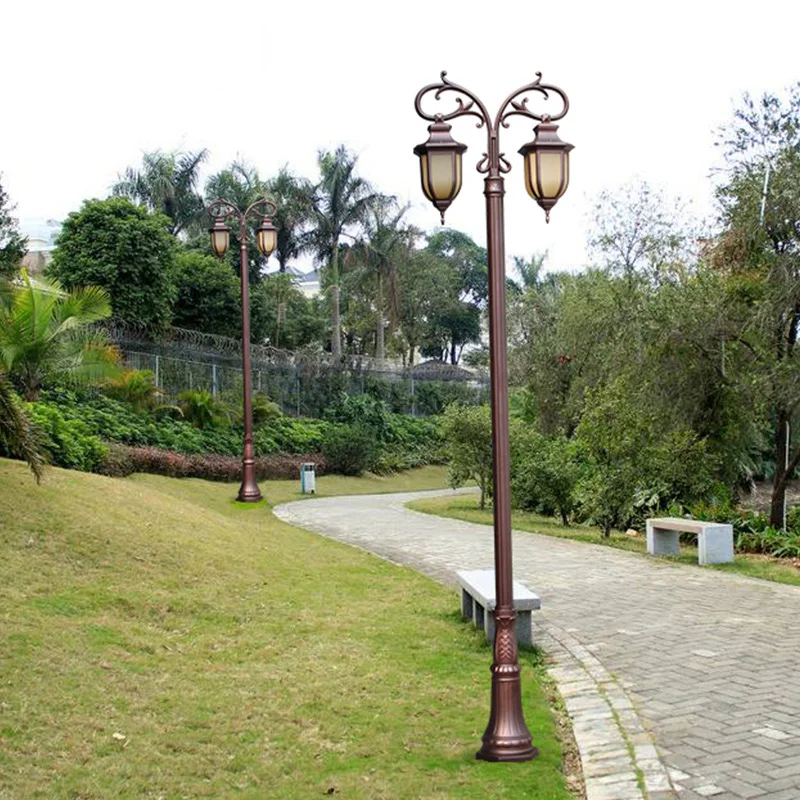European style decorative vintage courtyard garden outdoor pole mounted luminaire led yard lamp