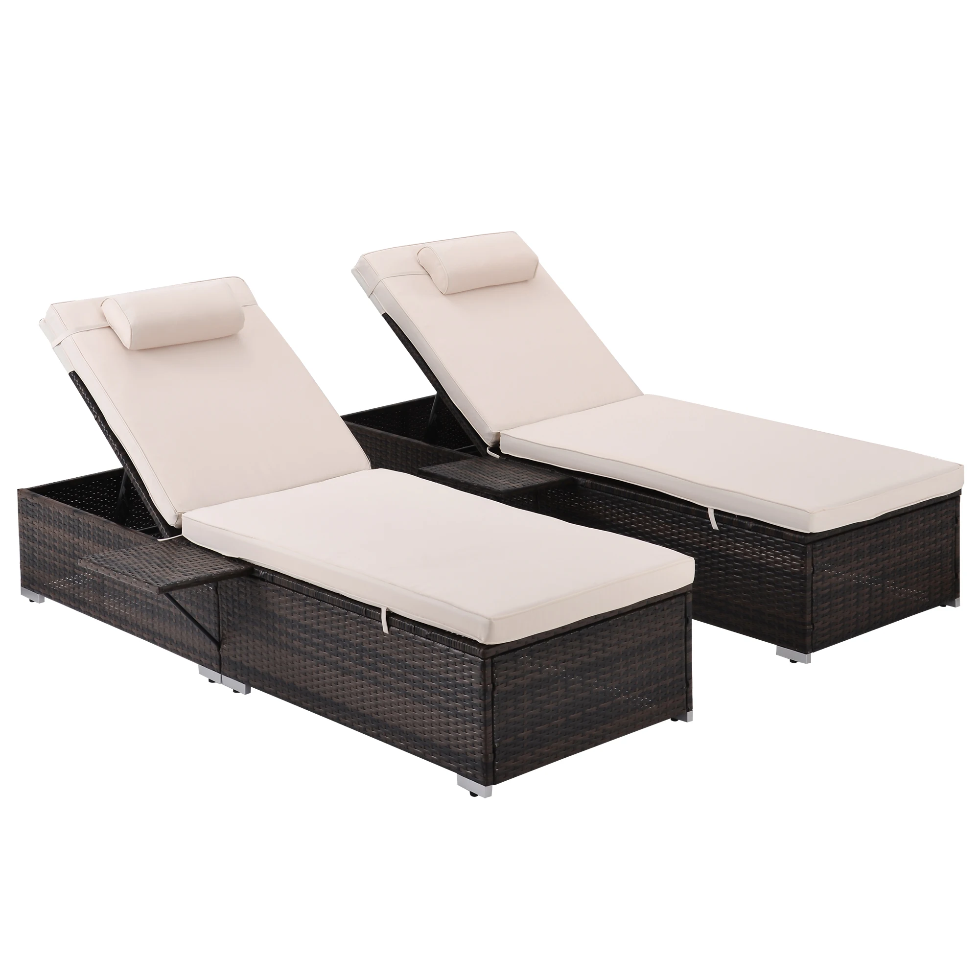 outdoor pe wicker chaise lounge