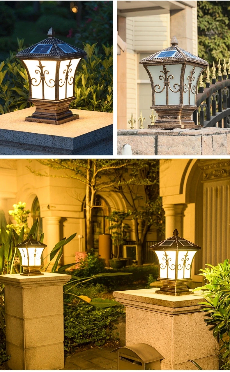 Classic lamp flood Unique Popular led outdoor garden fence decoration post solar pillar gate lights for homes