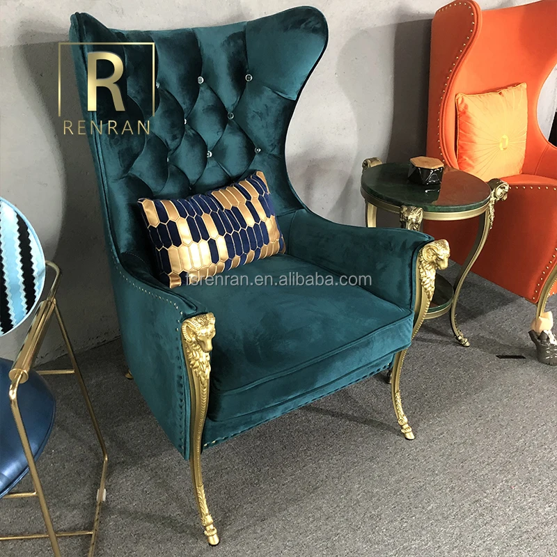 Home Furniture Drawing Room Leisure Chair Italian Luxury Villa Modern Velvet Accent High Back Lounge Wing Back Chairs View Hotel High Back Chair Renran Product Details From Foshan Renran Furniture Co Ltd