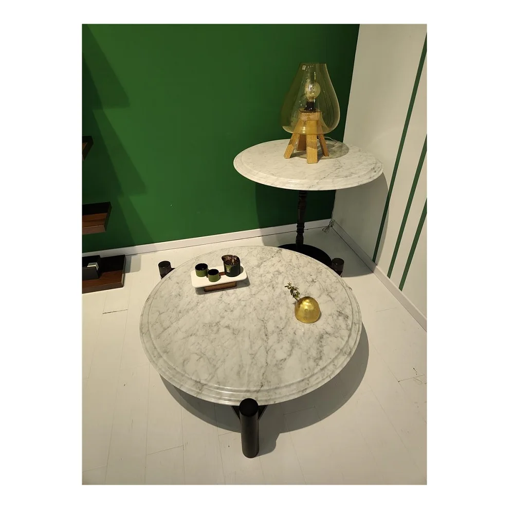 Modern Design Real Carrara White Marble Coffee Side Table Small Round