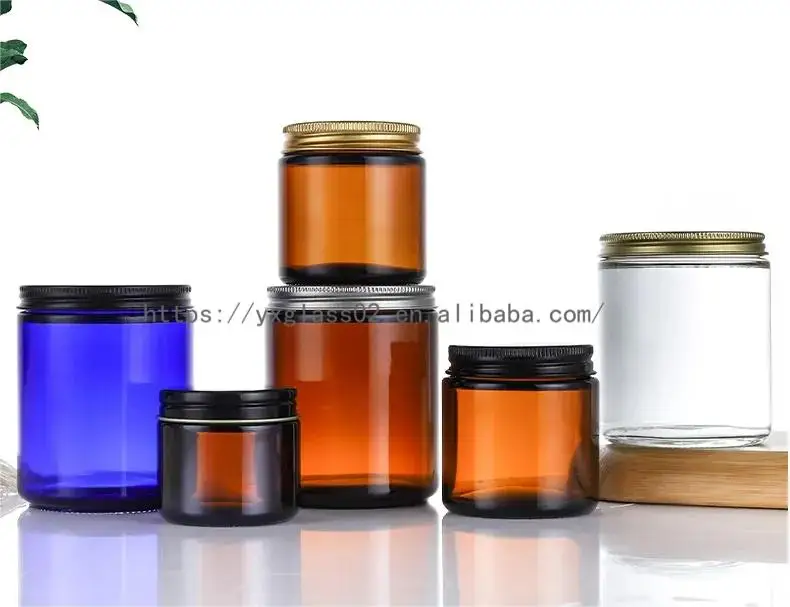 Cosmetic Glass Jars Empty Skincare Square Amber Face Cream Packaging container with Screw lid 15g20g30g50g manufacture