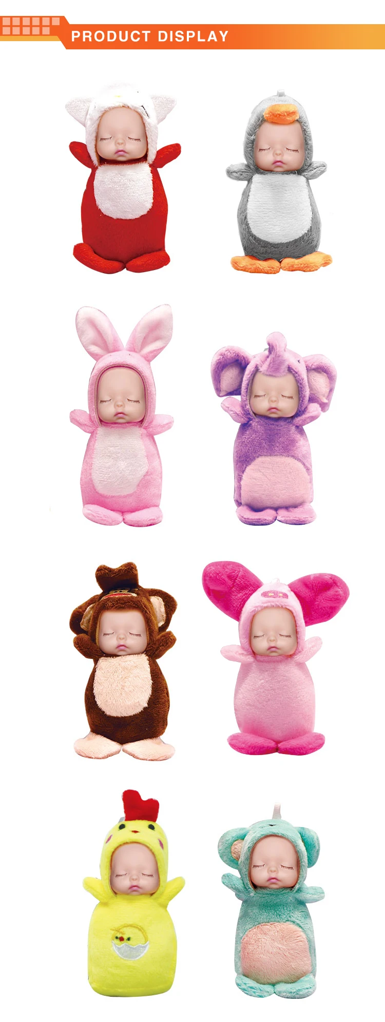 China wholesale sleeping animal funny mini doll with color box