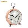 Novelty Design Domed Shape Metal Smooth Moving Second Hand Night Light Alarm Clock in Rose Gold