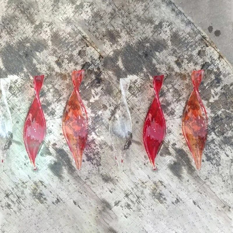 Hand Blown Glass Pendant Lamps Feather Leaf Design Hanging Lamps Hotel